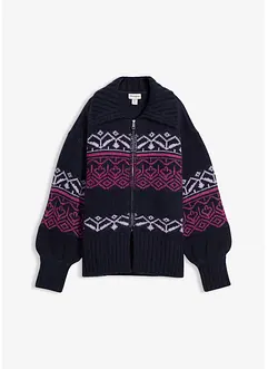 Gilet en maille oversize à motif norvégien, bonprix