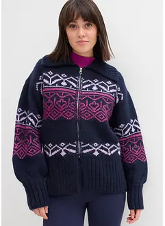 Gilet en maille oversize à motif norvégien, bonprix