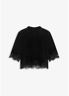 Samtshirt mit Spitze, bonprix