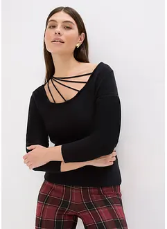 Pull en fine maille à décolleté plongeant, bonprix