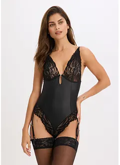 Body effet wetlook avec porte-jarretelles amovible, bonprix