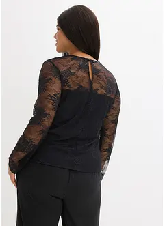 T-shirt manches longues en dentelle délicate, bonprix