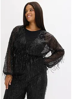 Blouse à sequins et franges, bonprix