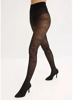 Collant voile résille à motif floral, bonprix