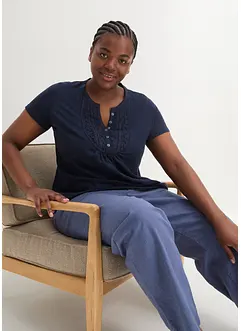 T-shirt coton fil flammé manches courtes, bonprix