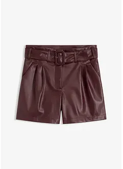 Lederimitat-Shorts mit Gürtel, bonprix