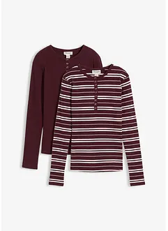 Geripptes Langarmshirt aus Bio-Baumwollmix, bonprix