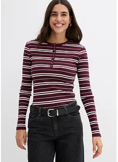 T-shirt manches longues en coton côtelé extensible, bonprix