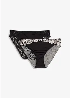 Slip aus zweifarbiger Spitze (2er Pack), bonprix