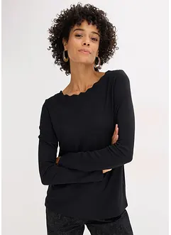 T-shirt en jersey milano à encolure festonnée, bonprix