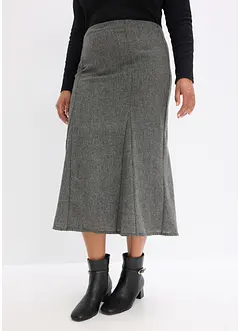 Jupe longue à godets, aspect tweed, bonprix