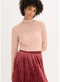 T-shirt col roulé en dentelle, bonprix