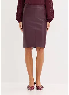 Knielanger Lederimitat-Rock mit figurbetonter Passform, bonprix