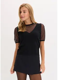 Pull en fine maille avec empiècement mesh, bonprix