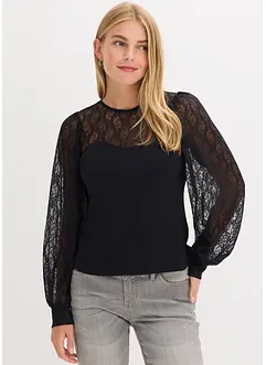 T-shirt manches longues à dentelle, bonprix