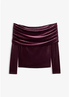 Carmenshirt aus softem Samt, bonprix