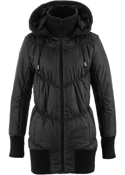 Moderne Stepp-Jacke mit Kapuze in figurformender Passform