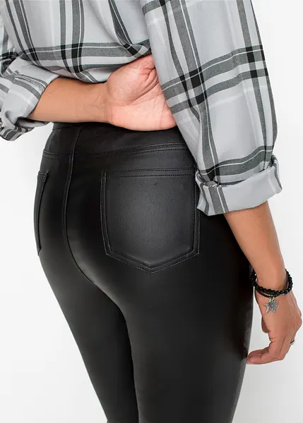 Lederhose Thermo Leggings Lederimitat Lederlook Leggings Matt