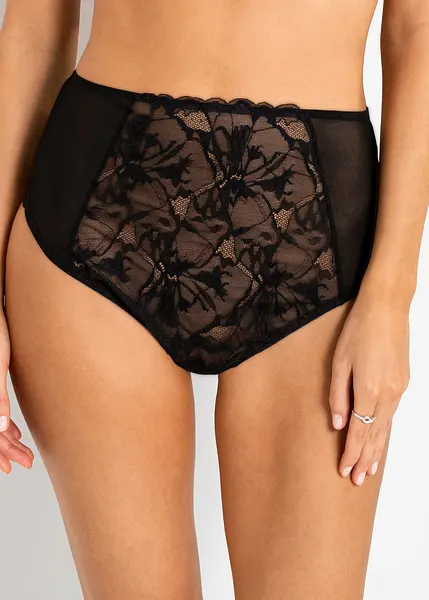 String Victoria's Secret Taille Haute – Noir, XS, Brodé, Croisé, Lingerie Luxe