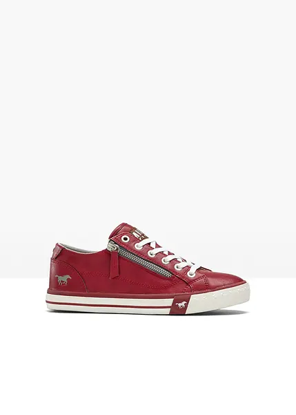 Sneakers Mustang avec coutures decoratives tendance et lacets contrastants rouge