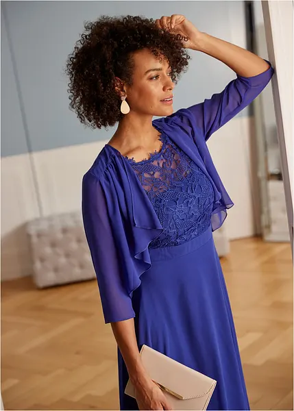 Vielseitig kombinierbarer Bolero aus Chiffon saphirblau