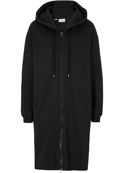 Zip Hoodie Lange Sweatjacke Schwarz Lange Sweatjacke Mit Kapuze