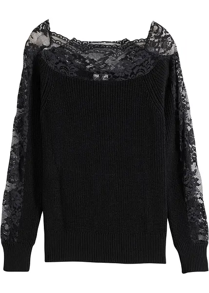 Bonprix Collection Bonprix Damen Pullover Schwarz Langärmliger