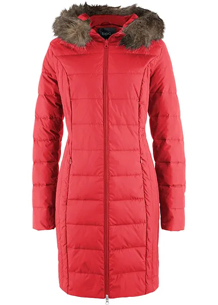 Schöner Daunen-Steppmantel mit Kunstfelldetail an der Kapuze und