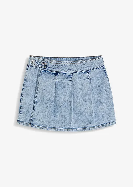 Mini jupe en jean tendance avec plis bleu clair denim