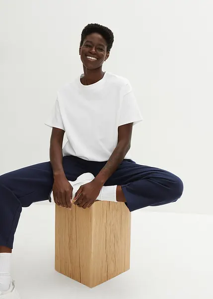 T-shirt long en coton épais de qualité supérieure blanc