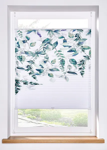 Plissee mit Blätter Druck