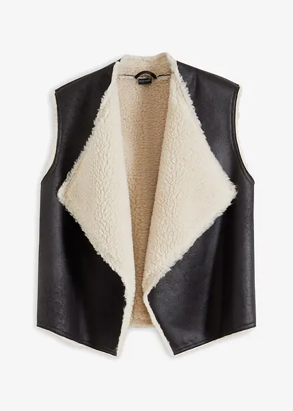 Gilet Sans Manches En Fausse Peau De Mouton - Chaud Et Luxueux - Pour Femme, Style Hiver - Veste Doublée Confortable