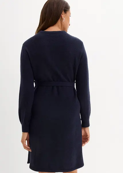 Robe en maille de grossesse confortable a col rond bleu fonce