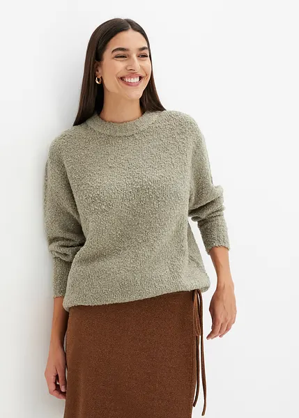 Bouclé-Pullover aus softem Material, weit geschnitten