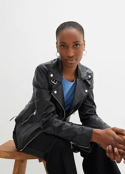 Schwarze Lederjacke Lederjacke Bonprix Biker Lederjacke Bonprix