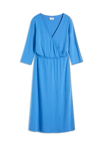 Robe longue fendue sur les côtés avec manches Modèle col V avec taille 