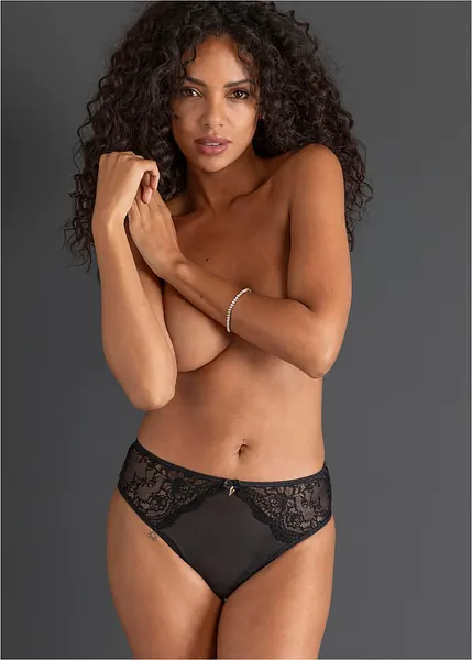 Atemberaubender Slip mit sexy Details hinten - schwarz