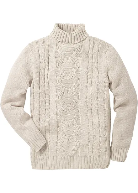 Pull col roulé en maille torsadée