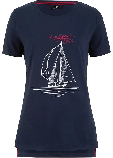 T-shirt coton imprimé et fendu sur le côté