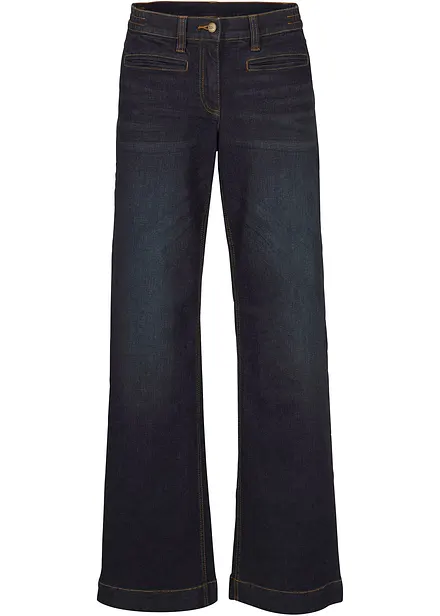 Jean large taille mi-haute élastiquée