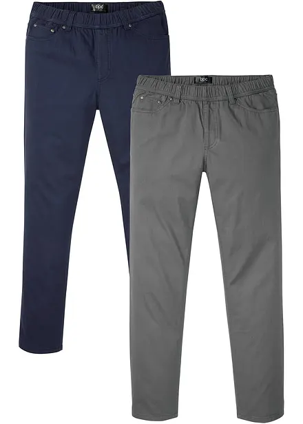 Lot de 2 pantalons droits à taille élastiquée, Regular