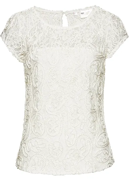 Blouse manches courtes en dentelle cordée