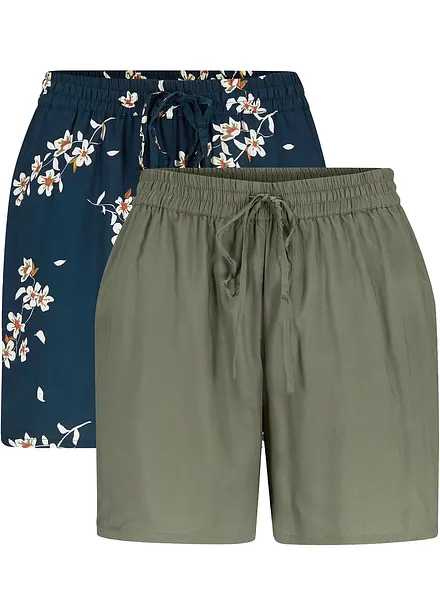 Lot de 2 shorts en viscose avec ceinture à nouer