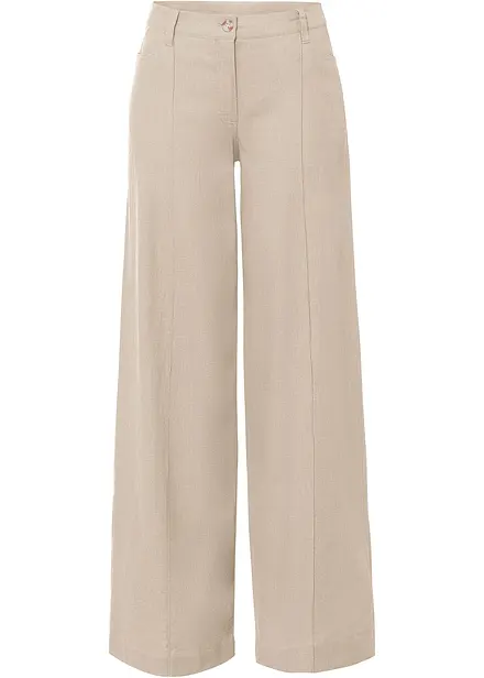 Pantalon palazzo l&eacute;ger en lin m&eacute;lang&eacute;