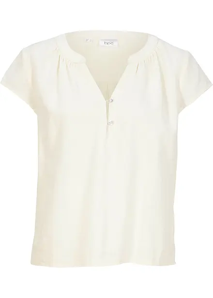 Blouse courte avec lin et fentes sur les côtés