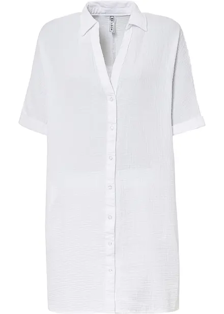 Oversize-Longbluse aus softem Musselin