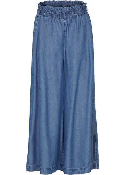 Pantalon palazzo, bas de jambes fendus, longueur 7/8