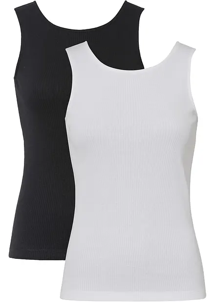 Lot de 2 tops côtelés 100% coton