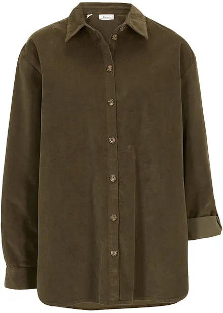 Chemise en velours côtelé avec fentes sur le côté