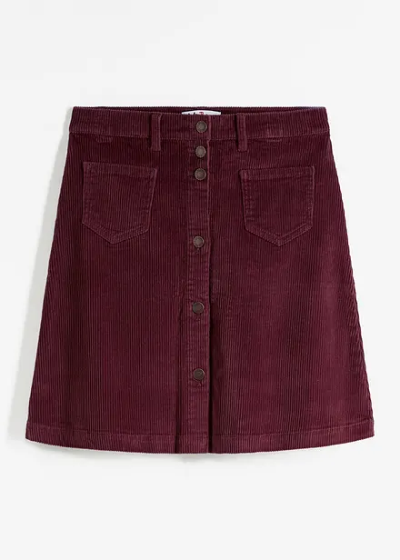 Jupe boutonnée en velours côtelé stretch